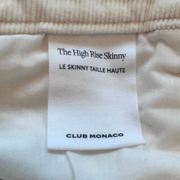 New CLUB MONACO High Rise Skinny Ankle Corduroy Jeans in Cream Women's Sz 28 - Picture 8 of 13